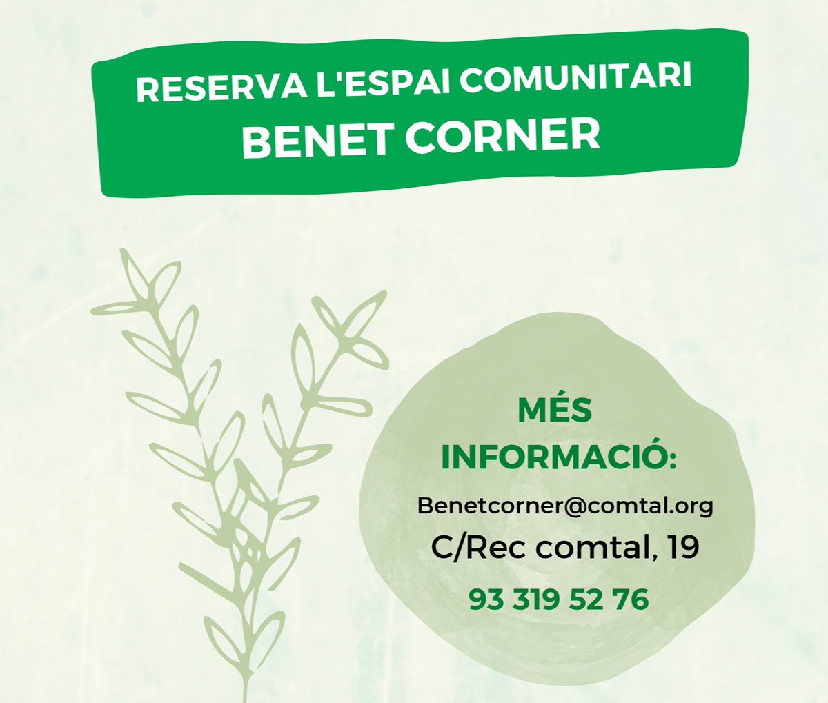 FundacioComtal's tweet photo. ⁉️Organitzes #activitats lúdiques, #formacions, xerrades i/o reunions?
📢Reserva l'espai comunitari #BenetCorner, i fes-ho a l'aire lliure! https://t.co/uCIUsHfIRG