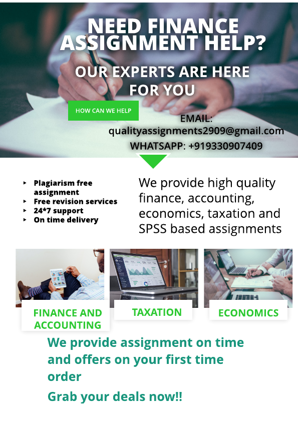 QualityAssignm6's tweet image. Worried of completing Finance and accounting assignments??
Need assignment on deadline but don&apos;t have time to complete it??
We are here for you!!
Accounting
Finance
Taxation
Economics
SPSS 
Contact:
Whatsapp: +919330907409
#assignmenthelp #assignmentservices #finance #accounting
