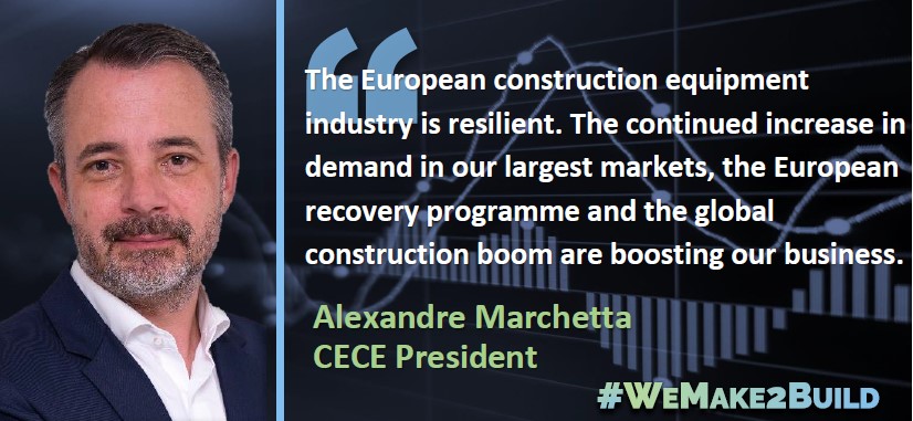 CECE President Alexandre Marchetta sets the scene during the CECE Press Conference: "The European #construction equipment industry is resilient." #WeMake2Build