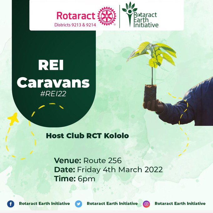 Tomorrow, we host one of the #REI22Caravans, setting the pace for the #REIKoboko.
We are hosting all other Friday clubs at Route 256 to fundraise for trees and other items needed for this cause.
Time: 6pm.
#REI22 | #TheWarriors | #ServeToChangeLives