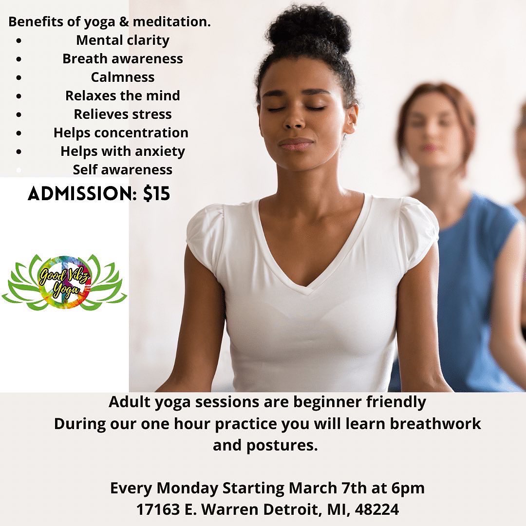 KymalethaB's tweet photo. Anyone looking for yoga classes for adults, seniors and children information ⬇️ March and April 2022 at The Great Divine Center

Hosted by a certified yoga instructor
*mats&amp; materials included*
#detroityoga #yogadetroit #Detroit #yoga #kidsyogadetroit https://t.co/jxHlBLy5bU