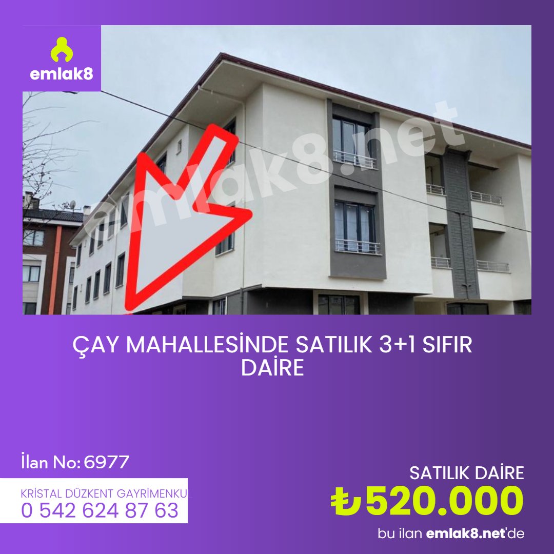 ÇAY MAHALLESİNDE SATILIK 3+1 SIFIR DAİRE
Fiyat: 520,000 TL
İlan No : 6977
Emlak Ofisi : <a href="/kristal/">kristal</a>.duzkent 
emlak8.net
Aradığın evi bul.
#emlak #emlak8 #satılık #kiralık #daire #ev #yapı #satılıkdaire #kiralıkdaire #kiralıkdükkan