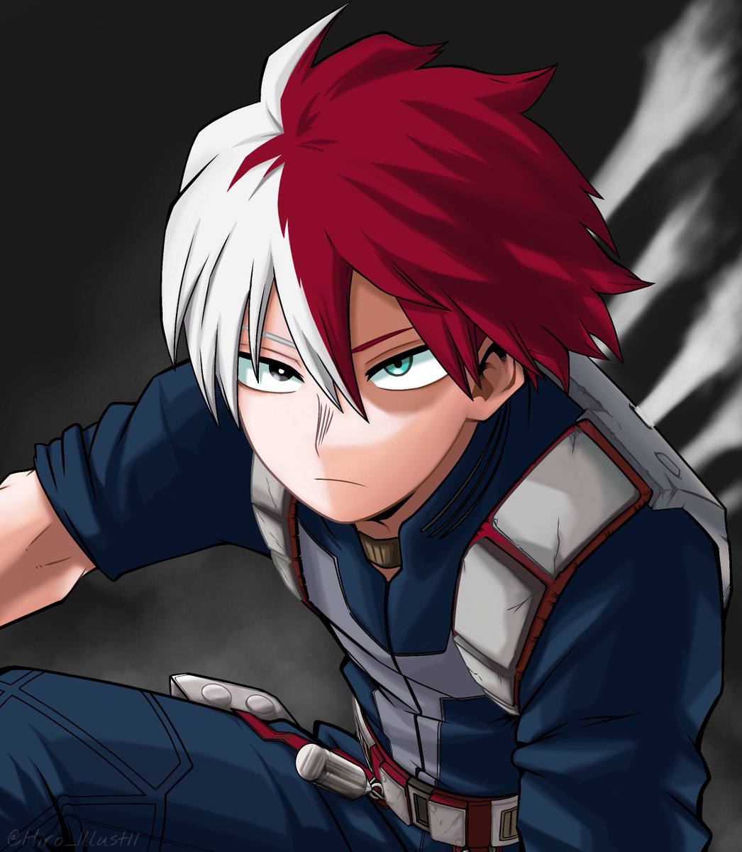 todoroki shouto 1boy male focus red hair burn scar white hair scar two-tone hair  illustration images