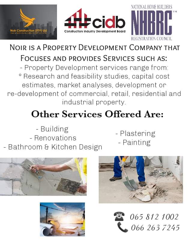 noir_projects's tweet photo. @nozipho_zulu_  Good Morning, we would like to offer you our services, maintenance and cleaning, we are 100% black and women company, based in Gauteng. Please do not hesitate to contact us, it will be our pleasure to work with you. https://t.co/3IyMAUElGA