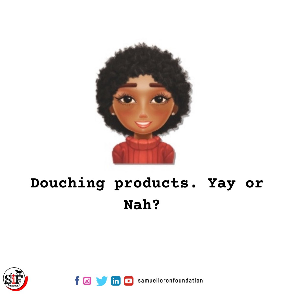 samuelioron_NGO's tweet photo. What's your take on using douching products? Let's hear from you.
#conversation
#learningthroughconversation
#vaginahealth https://t.co/1rtM6TXxj6