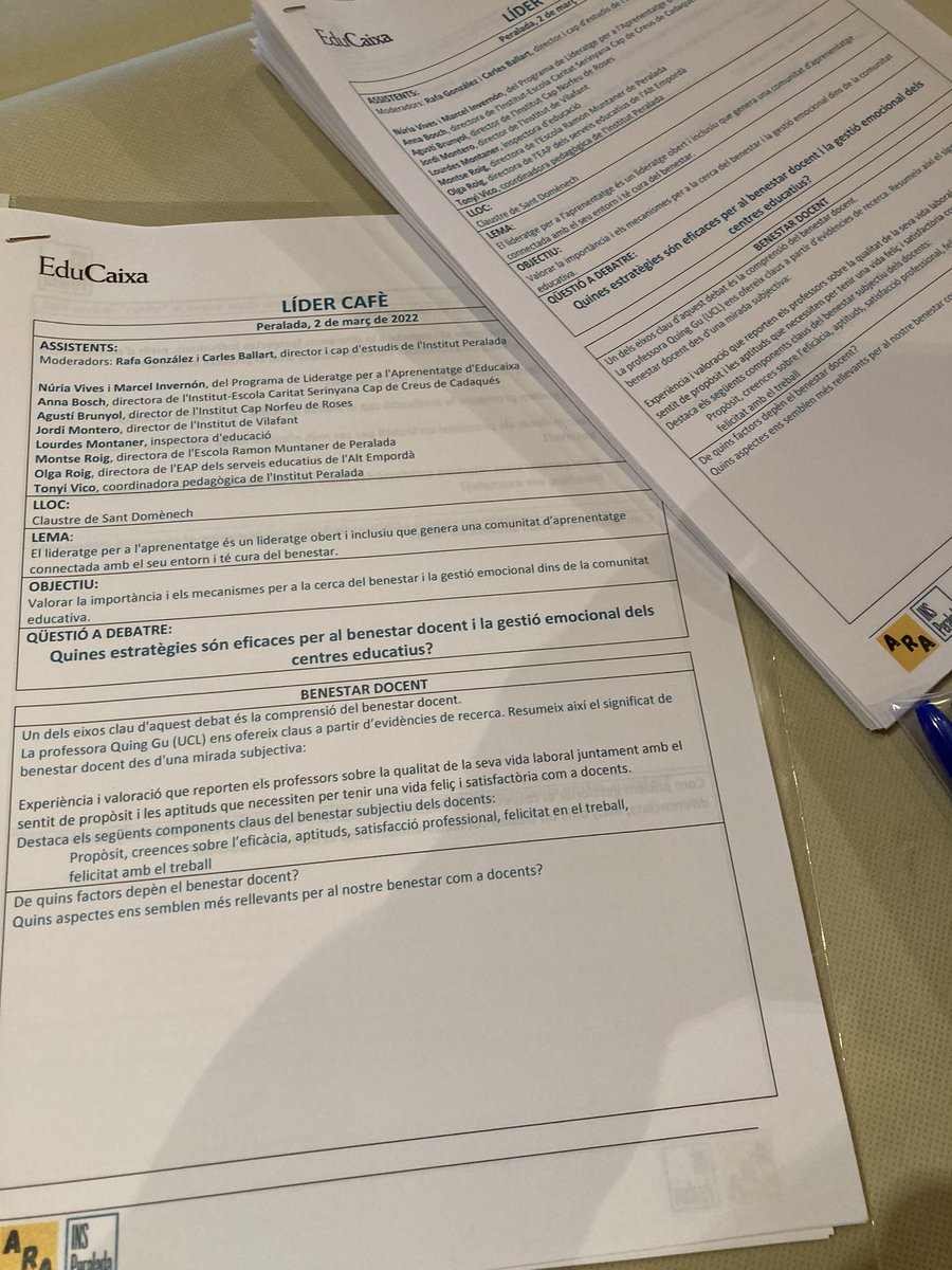insperalada's tweet image. Primer líder-café en Peralada con una buena representación de líderes educativos. Analizamos los factores que afectan al bienestar de la comunidad educativa y exponemos acciones que lo pueden mejorar #liderazgoparaelAprendizaje #arainsperalada @educaixa @ajperalada