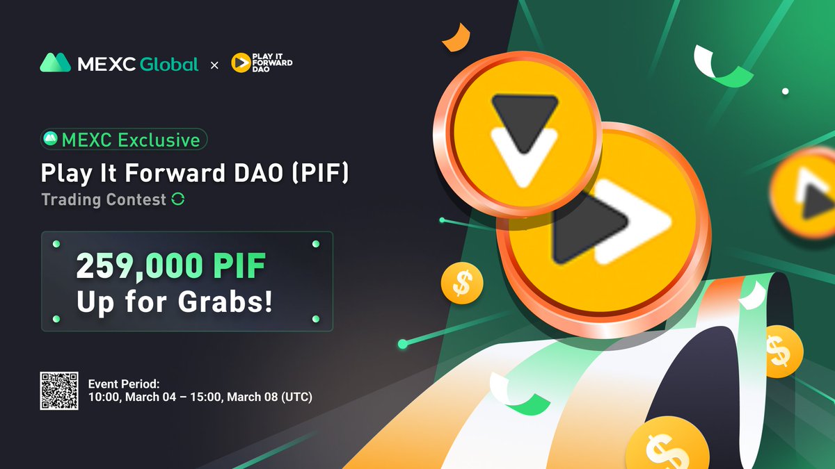 MEXC's tweet photo. 🔥MEXC Exclusive🔥

🏆Launching the @PIF_DAO Trading Contest - 259,000 $PIF up for grabs

⏰Activity Period: 10:00 Mar 4 - 15:00 Mar 8 (UTC) 

Details: https://t.co/tqUhePSepc

💚Sign up: https://t.co/RrVsjNQgwC

#MEXCGlobal #PIFDAO #Cryptotrading https://t.co/w87ILjrXqu