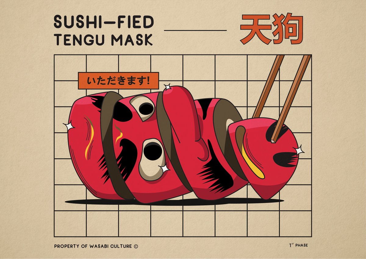 wasabiculture_'s tweet photo. 🔥Fresh drop incoming 🔥

"Sushi-fied Tengu Mask"
10/10 eds | 0.8 tez
https://t.co/U4HuXhdr78

#NFT #NFTartwork #NFTs #objktcom  #CleanNFT  #tezos   
 @NFTindonesia_  @idnft_ @tezos https://t.co/wUQoHxIYXX