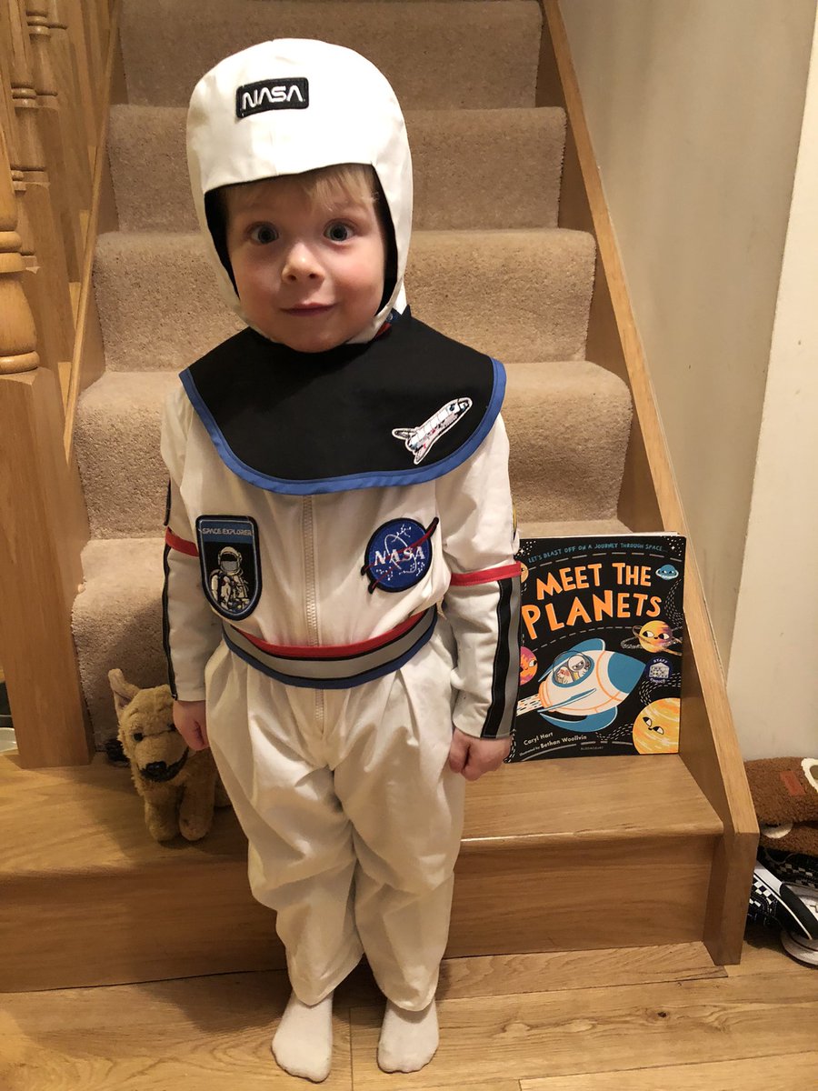 SarahJS1990's tweet photo. Victor's first #WorldBookDay (love this crazy spaceman) 🚀 and FYI great book if you love giving characters a variety of voices 🤣 https://t.co/NScgpejUBO