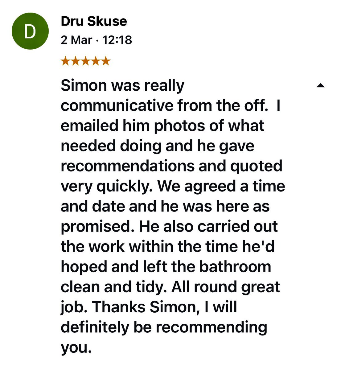 Another 5star Google Review 😎

#Cornish #plumber #plumbing #socialmediamarketing #customerservice #onemanband #advertising #localbusiness .#camborne #praze #business #local #supportlocal #hayle #redruth #helston #porthleven #penzance #takeprideinyourwork   #24hours