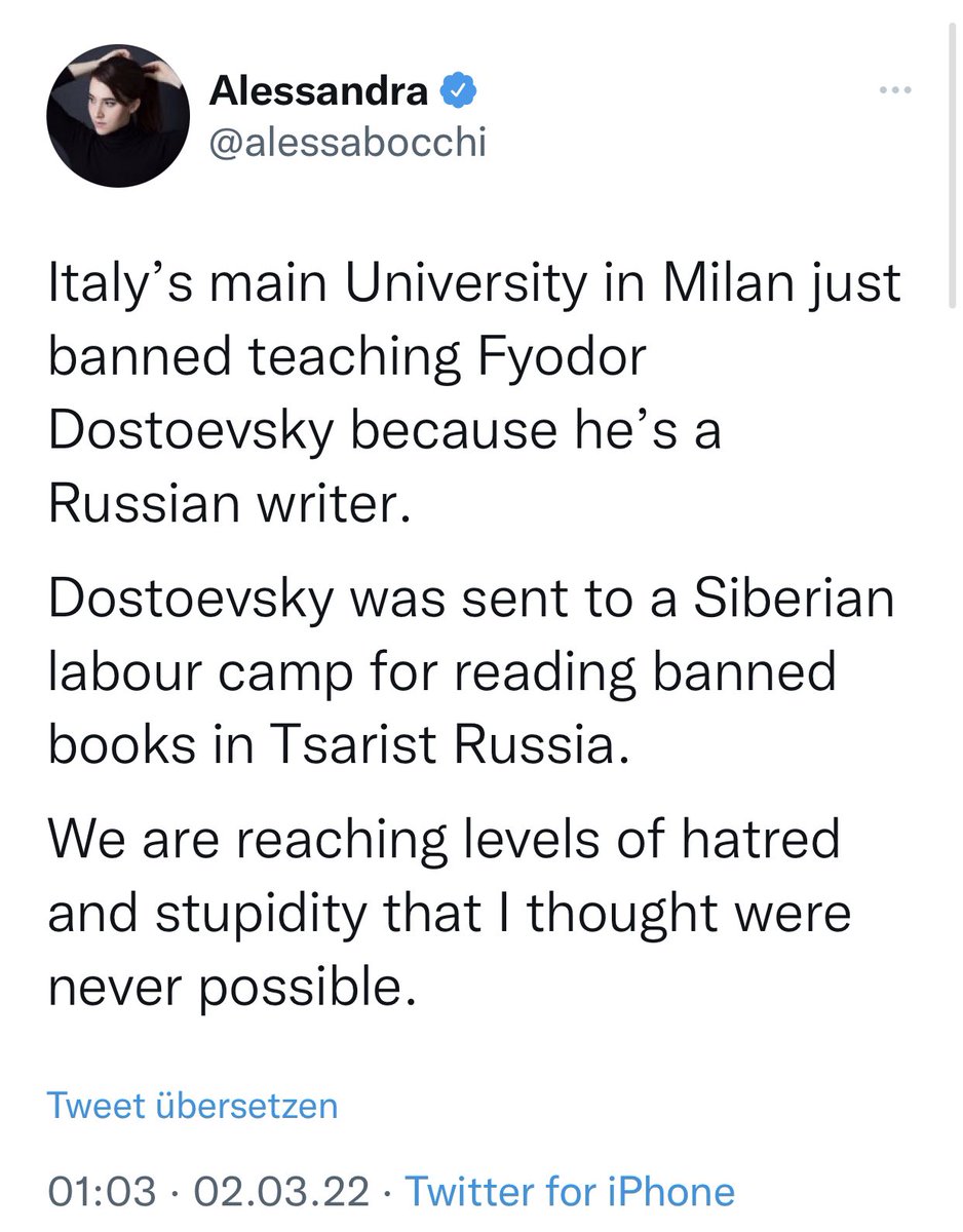 Gestern hat man noch Triggerwarnungen vor der Lektüre von Oliver Twist ausgegeben, heute wird Dostojewski vom Lehrplan entfernt. Es ist die selbe Idee. Man nennt es Sensitivity Reading.