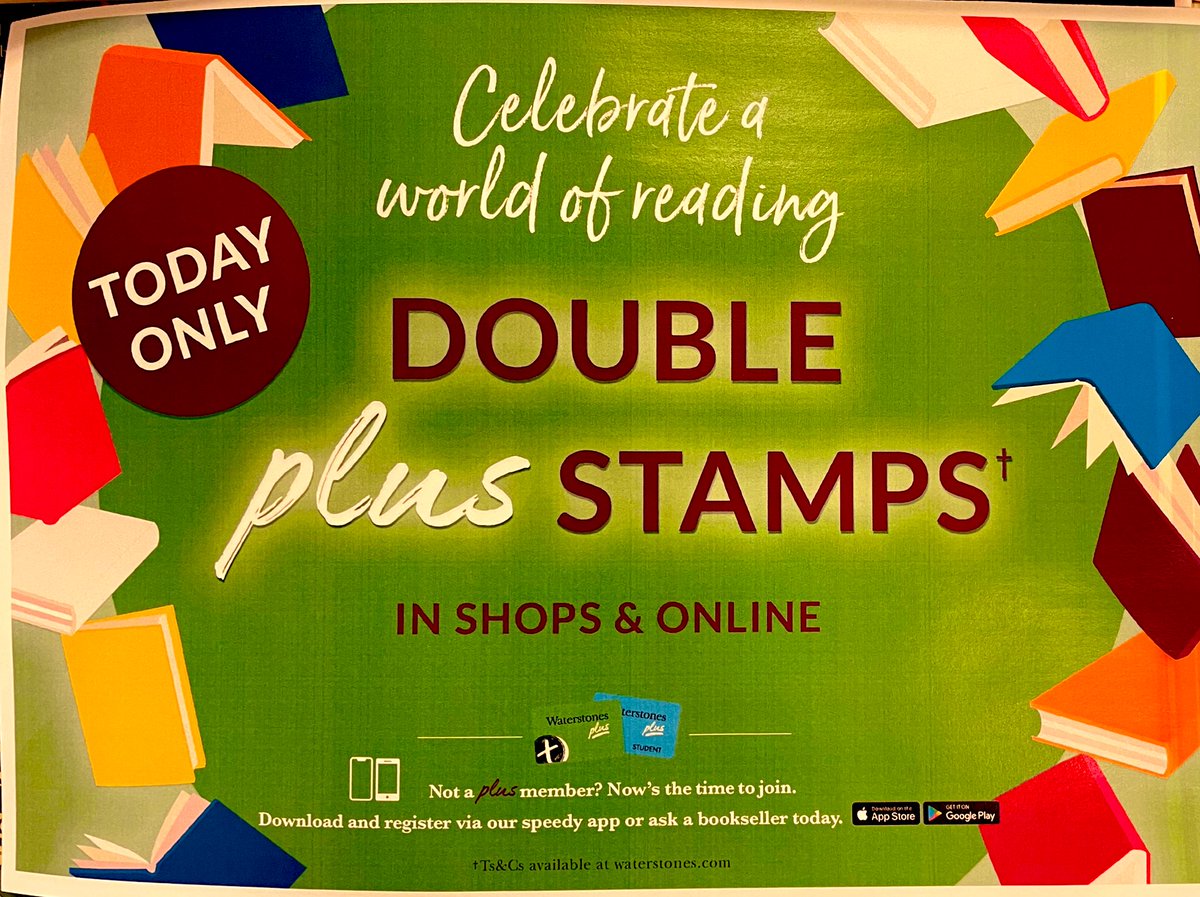wstonesdurham's tweet photo. We all love a #goodreads and to celebrate #WorldBookDay for today only #PlusCard holders will be able to claim #doublepoints so make sure to call into our shops or visit the website #waterstones https://t.co/YjujtVdyk6