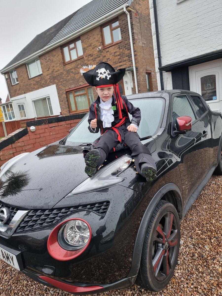 Ajd1986Amy's tweet photo. There are no pirate ships nearby, so Bradley commandeered Mums car instead! #Worldbookday2022 #shareastory @WOrchardpa @OrchardPrimaryA https://t.co/GjcMGusyaI
