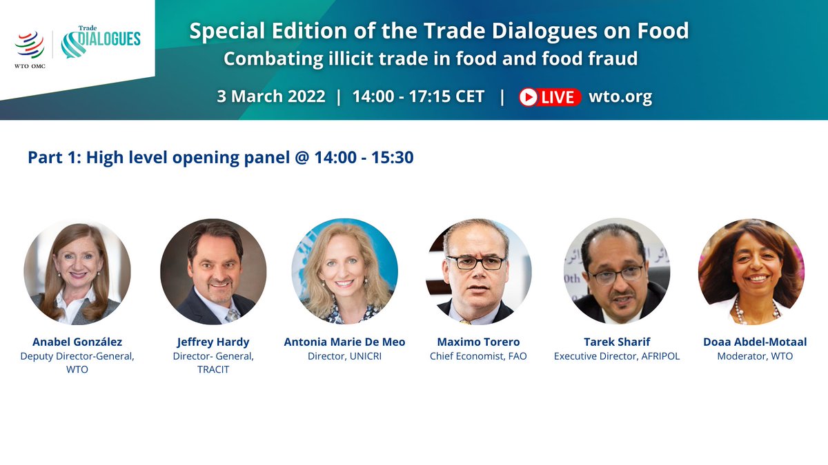 wto's tweet photo. 📌This afternoon @14:00CET, join us in the special edition of the #TradeDialogues on Food.👇 

More: https://t.co/NGPcXK1qbH #WOAg

🎥Live stream at https://t.co/8pGFhqGB93. Stay tuned! https://t.co/9ycbQFMTdL
