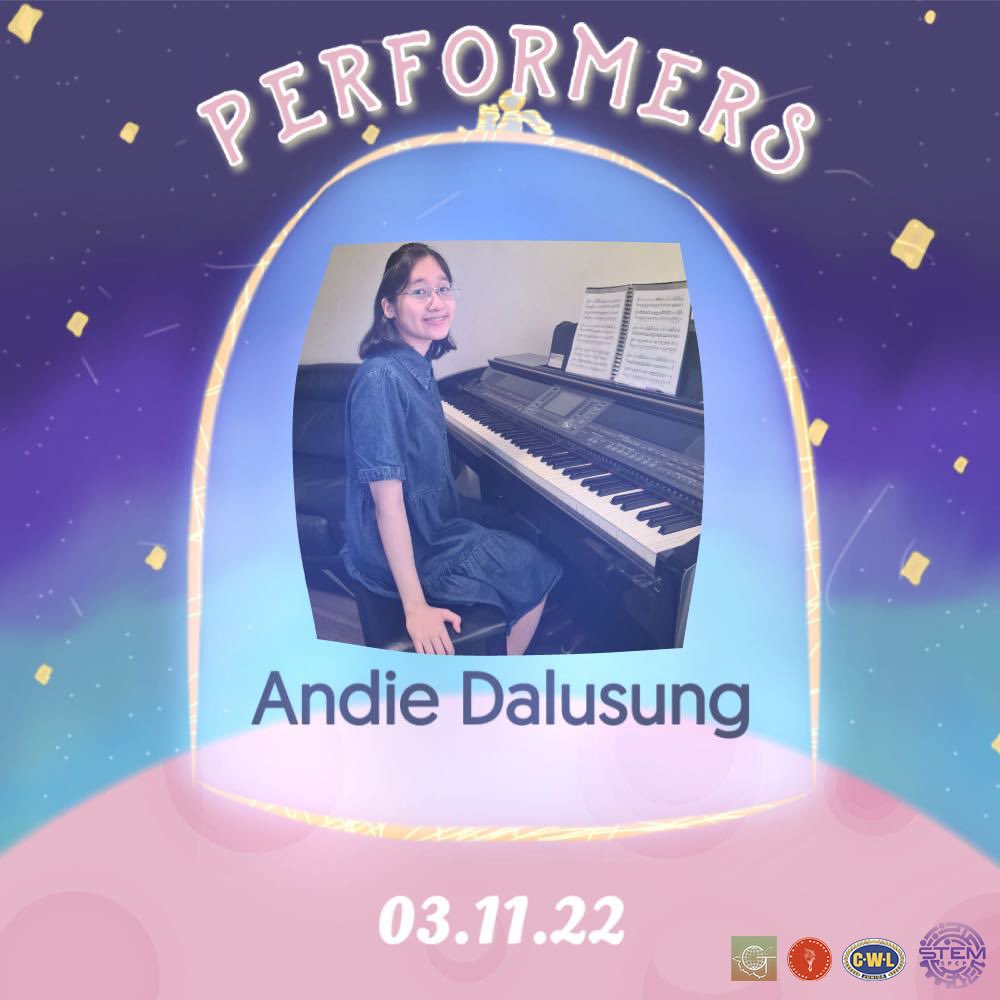stemsolace's tweet photo. Even though the journey will have its ups and downs, this performer is sure to give us comfort and ease, much like a hug! 🫂🌌
SOLACE: A Gift Among the Stars by STEM 2022 presents… Andie Dalusung! 💐
✏️: Sophia Tolentino
🎨: Anya Sta. Ines
#STEMSolace22
#GiftAmongtheStars https://t.co/MP759SZytH