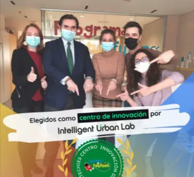 Con el equipo celebrando haber sido elegidos como entidad colaboradora del Centro de Innovación Intelligent Urban Lab 🚀 <a href="/alcobendashub/">Alcobendas Hub</a> @spacetechies