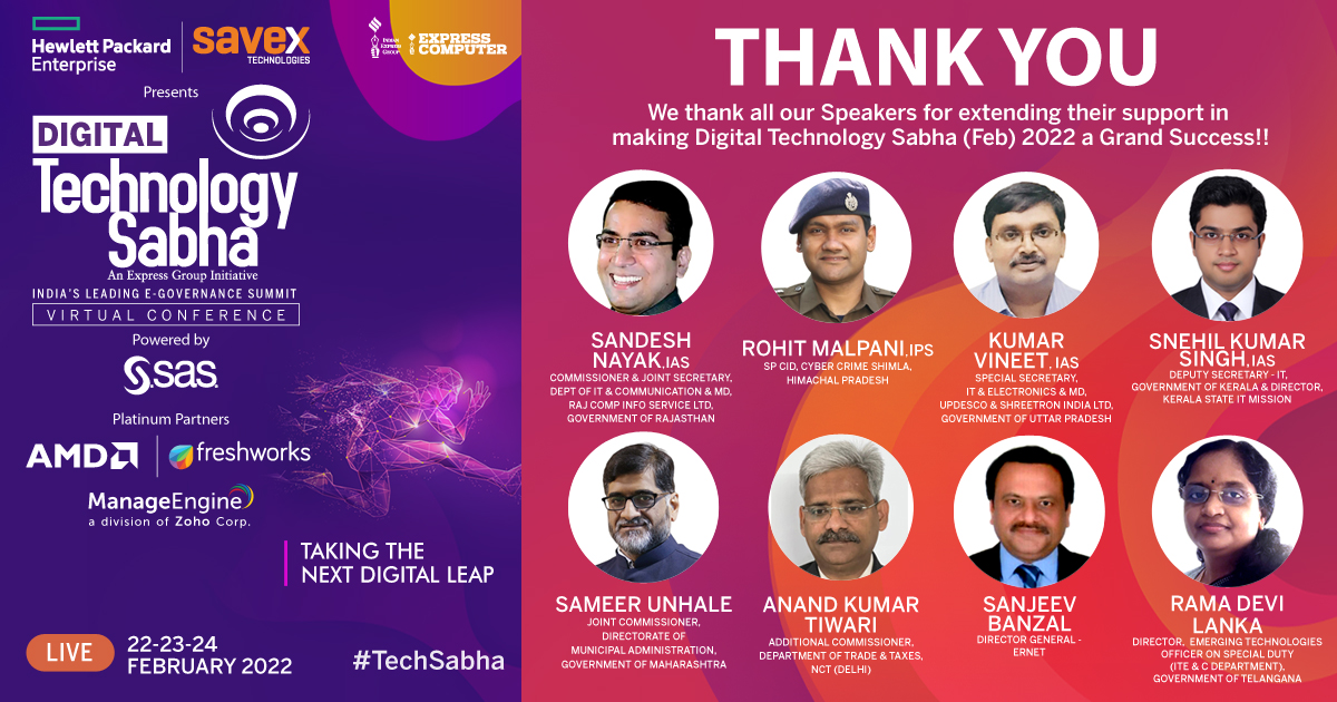 ExpComputer's tweet image. We thank all our Speakers for extending their support in making the Digital #TechSabha (Feb) 2022 ~ Taking The Next Digital Step - a Grand Success! | Part 3
@DoITCRaj #RajComp #CyberCrimeShimla #UPDESCO #ShreetronIndia @keralaitmission  #DTTDelhi @ERNET_India #ITECDTelangana