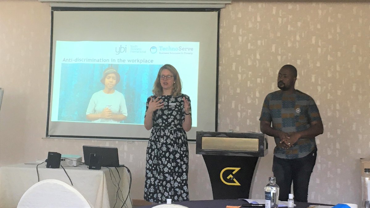 On day 2 of our #Africa Community of Practice in #Nairobi, our Emilia McElvenney and <a href="/TechnoServe/">TechnoServe</a> South Africa's Mbuso Radebe share experiences from #DecentWork training for young #entrepreneurs and the importance of #antidiscrimination in the workplace.