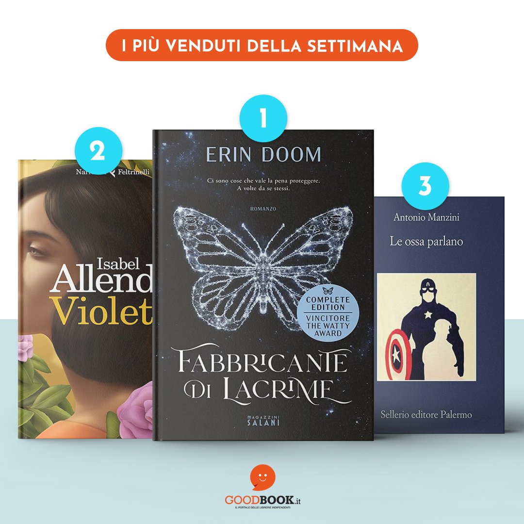 GoodBookit's tweet image. #classifica #3marzo
Sono sempre loro — Allende, Manzini e Doom — a contendersi il podio dei più venduti della settimana!
Scopri tutta la classifica su 📲 goodbook.it