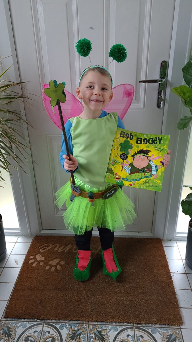 We love a last minute home made costume 😆 
“It’s ok to wear a tutu isn’t it mummy, cos anyone can wear anything and girls can even like green if they want can’t they mummy”
“That’s absolutely right Bear” 💚#WorldBookDay 
#BobTheBogeyFairy