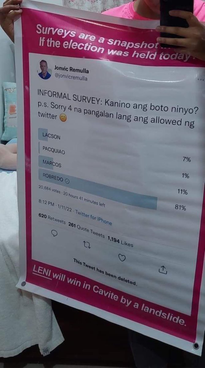 wawam's tweet photo. i have a feeling the Leni - Kiko rally in Cavite will be a very special one. #Kakampink Caviteños have been hyped up a long time ago bec of Remulla. i think they will prove Remulla wrong on his 800T vote promise for BBM and prove the 81% survey results that he deleted is correct. https://t.co/s48cOUJ5D4