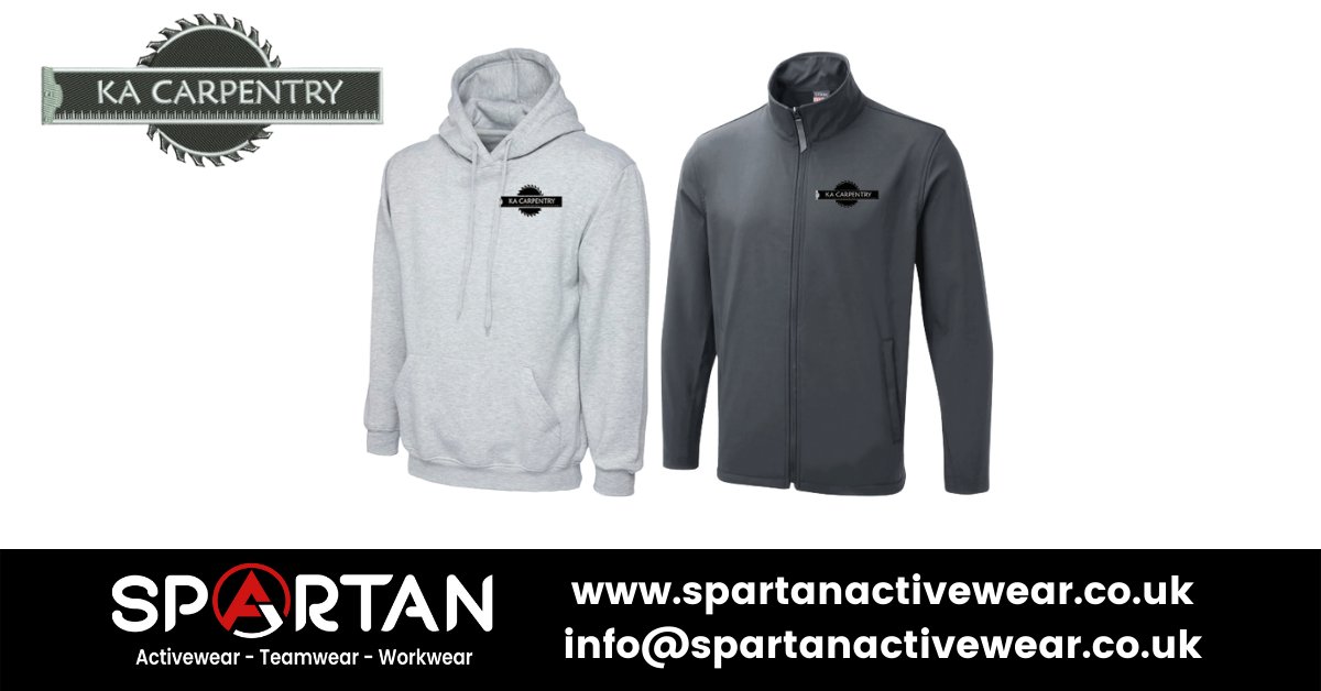 SpartanTeamwear's tweet image. More workwear completed for KA Carpentry! 

If you are looking for quality workwear DM us or email info@spartanactivewear.co.uk for your free quotation!

#workwear #softshelljacket #hoodies