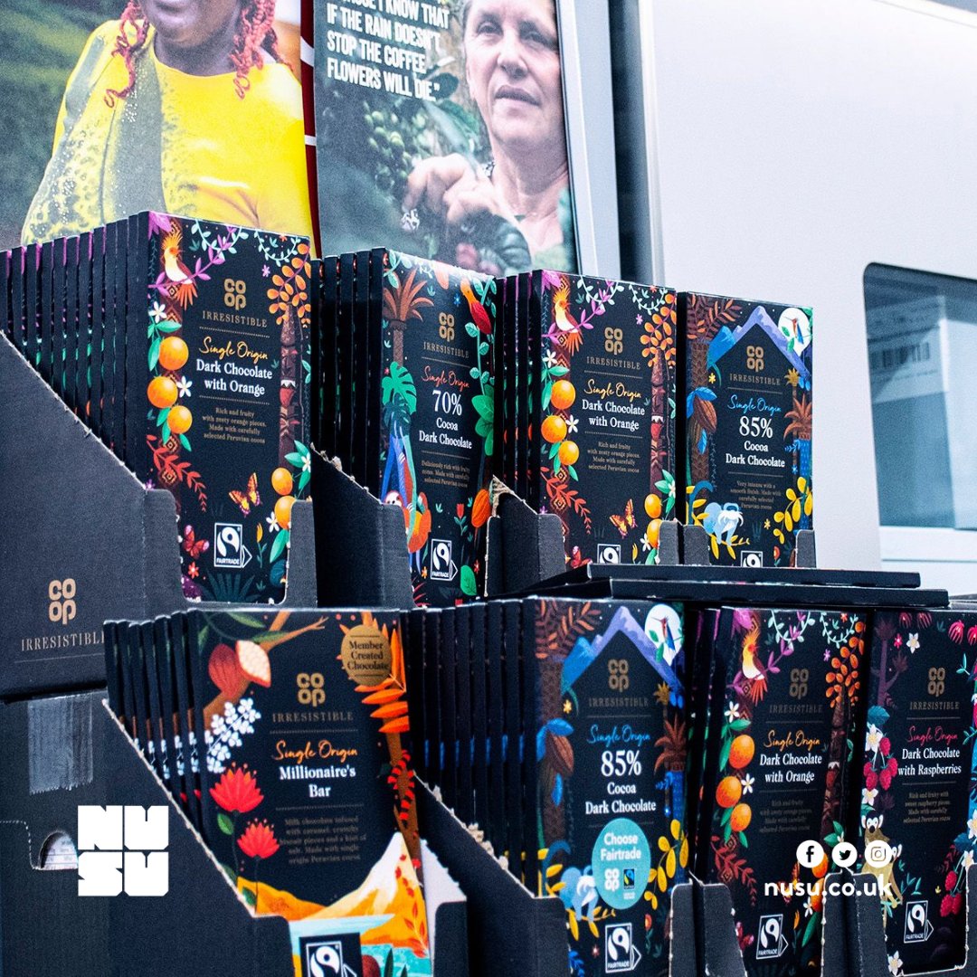 Why not treat yourself to some of the Fairtrade chocolate from the NUSU Co-op?

Fairtrade provides farmers with fair prices so they can improve their livelihoods and face climate challenges.

#FairtradeFortnight #NUSUCoop