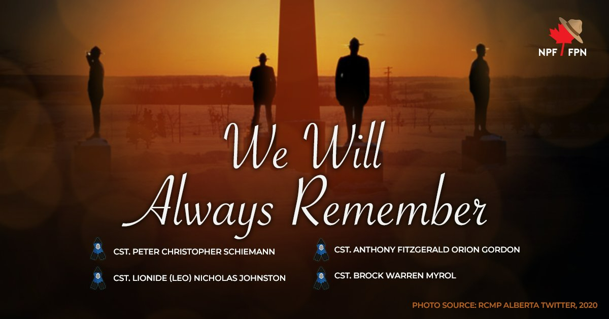 who were shot and killed on duty in what is remembered as the “Mayerthorpe Tragedy”, near Mayerthorpe, Alberta. #MayerThorpe #RCMPNeverForget 2/2