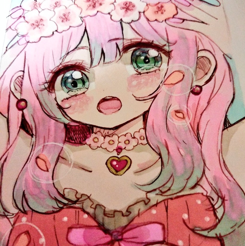 さくらの髪飾り コピック ももうさぎ 水彩とコピック のイラスト