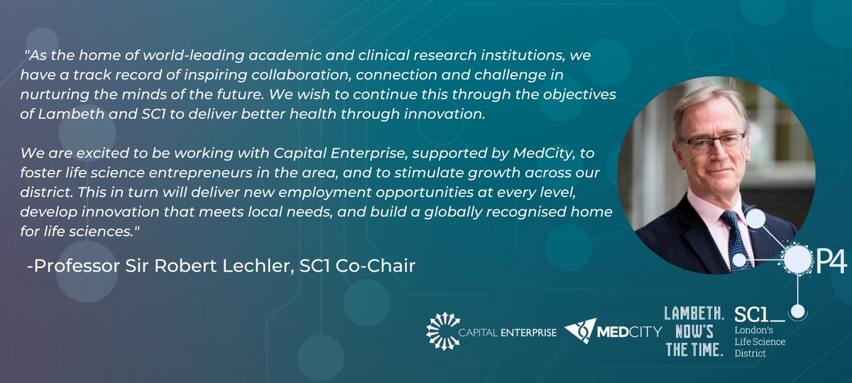 P4 Precision Medicine (@p4precision) on Twitter photo We are thrilled to announce the partnership between <a href="/capenterprise/">Capital Enterprise</a>, #LambethNow and #SC1, supported by <a href="/MedCityHQ/">MedCity</a>, with a 2-year life science entrepreneurship project, delivered through the <a href="/P4precision/">P4 Precision Medicine</a> and <a href="/CancerTechUK/">Cancer Tech Accelerator</a> programmes. Read More:p4precisionmedicine.co.uk/new-partnershi… We are thrilled to announce the partnership between <a href="/capenterprise/">Capital Enterprise</a>, #LambethNow and #SC1, supported by <a href="/MedCityHQ/">MedCity</a>, with a 2-year life science entrepreneurship project, delivered through the <a href="/P4precision/">P4 Precision Medicine</a> and <a href="/CancerTechUK/">Cancer Tech Accelerator</a> programmes. Read More:p4precisionmedicine.co.uk/new-partnershi…