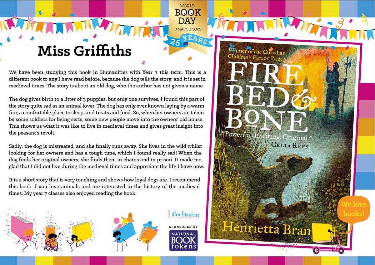 The excellent book 'Fire, Bed and Bone' by Henrietta Branford was Miss Griffiths' World Book Day choice this year. #WorldBookDay
