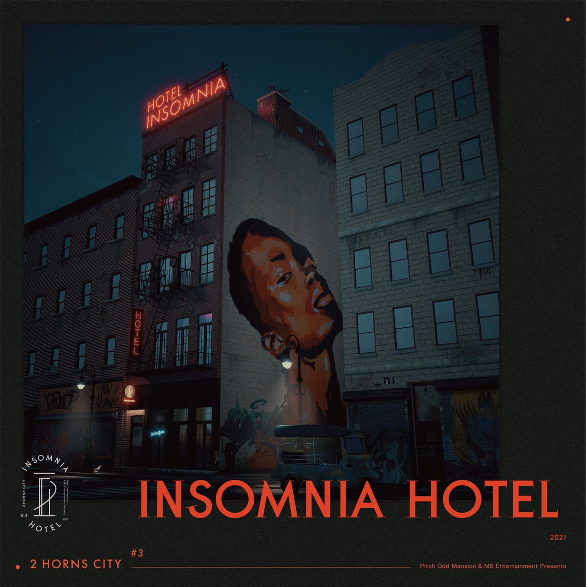 PitchOddMansion's tweet photo. Pitch Odd Mansion &amp; MS Entertainment presents
「2 HORNS CITY #3 -INSOMNIA HOTEL-」
V.A.

2022.03.04 Digital Release https://t.co/GNqEOkofKT