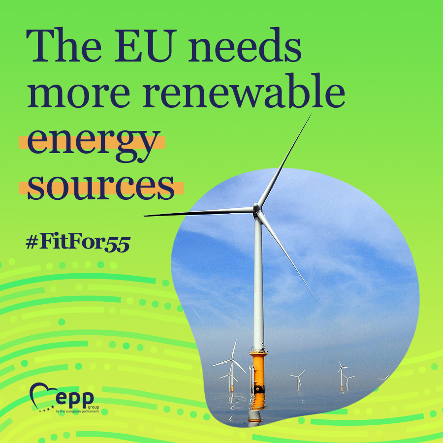 We must take a significant step away from fossil fuels.
 
The EU must increase the share of #renewable energies.
 
Due to recent events, the EPP Group is calling for raising this share target to 45% by 2030.
 
🧵1/2