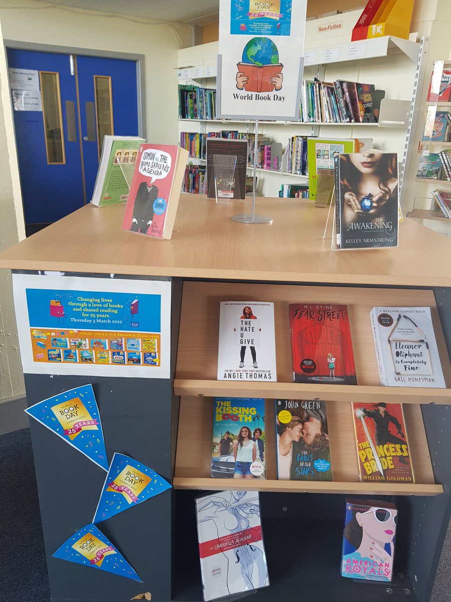 KpssL's tweet photo. To celebrate #WorldBookDay here is our book display in the library 
S2 enjoyed a scavenger hunt,and quizzes @KpssL
@kpss_english https://t.co/sJ62kP50j7