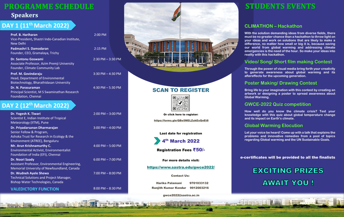 OfficialSICI's tweet photo. #climatechange is one of the most debated &amp; perplexing issues of our time. Join 2-day virtual conference on #GlobalWarming &amp; #ClimateEmergency" organized by @SASTRA_Univ &amp; funded by SICI. 

Details 👉https://t.co/fC82ILOnWo

@HCI_Ottawa 
@CanadainIndia 
@EduMinOfIndia 
@moefcc https://t.co/QoZYA8PLDh