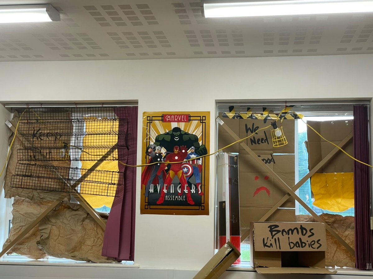 JHGSHW's tweet image. #WorldBookDay is in full swing in the @JHGSEnglish department (and Mrs Templing and Ms Meah joining in too!) Mr Lowe’s classroom is transformed #BeMoreInvolved #readingisfun