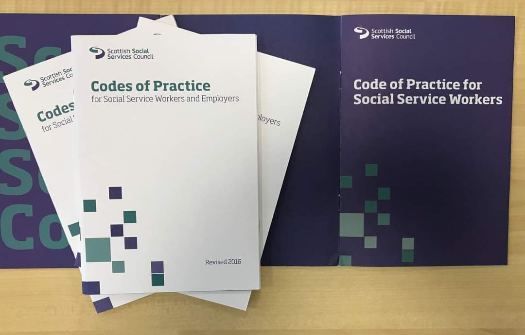 SSSCnews's tweet photo. We're celebrating #WorldBookDay today with our #SSSCCodes.
Our Codes 'book'let is the standards that social service workers and employers work to.
Download your free copy of the SSSC Codes of Practice for Social Service Workers and Employers: https://t.co/eR8AWDzFjq https://t.co/uZ2LoDeTqf