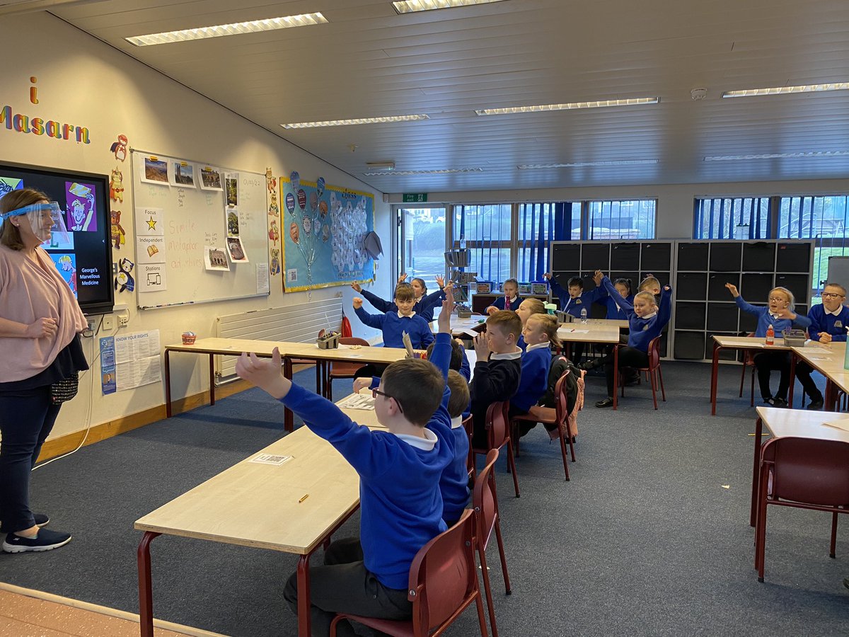 YsgolMaesglas's tweet photo. #WorldBookDay Fantastic fun this morning having favourite stories read by different teachers. Lovely to see the children engaging with the books and enjoying having old familiar faces visit their classes after such a long time apart https://t.co/WzVhTcRPr9