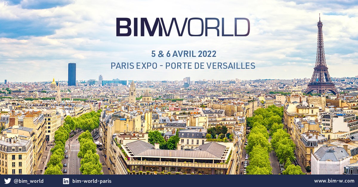 [BIM WORLD 2022]
À vos agendas ! Les 5 &amp; 6 avril retrouvez-nous au BIM World à Paris Expo Porte de Versailles, sur le stand B28.

📢 Inscrivez-vous gratuitement grâce à notre code : B22E748
📩 Pour vous inscrire : bim-w.com/inscription 

#BIM #BIMWorld #smartbuilding