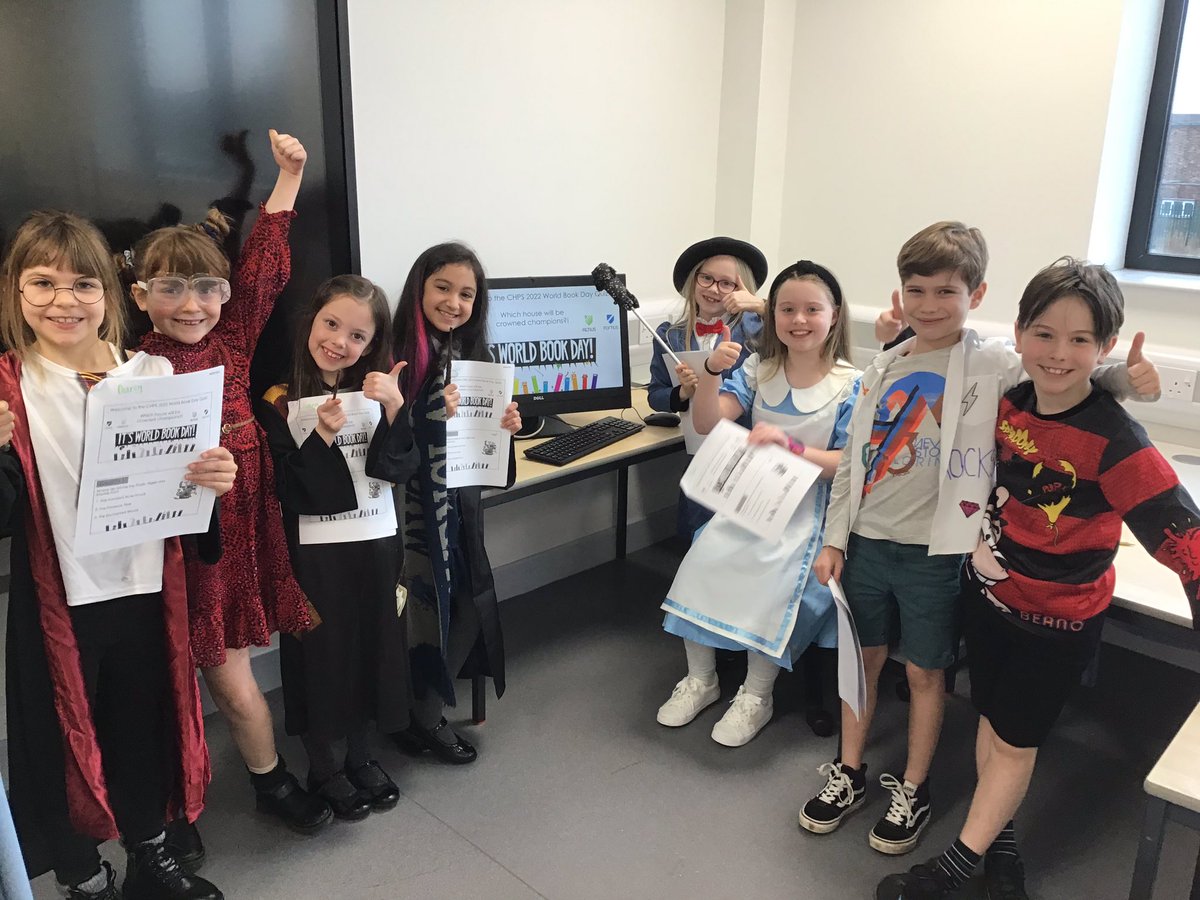 CHPScommons's tweet photo. Our wonderful house captains presented a virtual, whole school book quiz this morning which was enjoyed by all! Which house will win the grand prize... #WBD2022 #CHPSreading https://t.co/RW2zKVNdNf