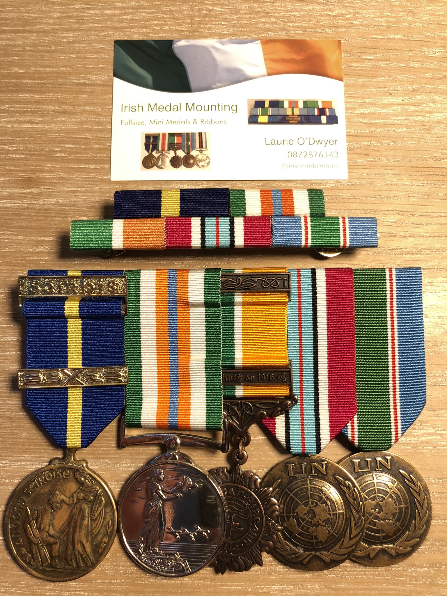 IrishMedalMounting on X: Just finished mounting a set of Female Irish  @defenceforces medals. A new DF regulation amendment from 3 yrs ago reduced  the max length of female medal mounts from a