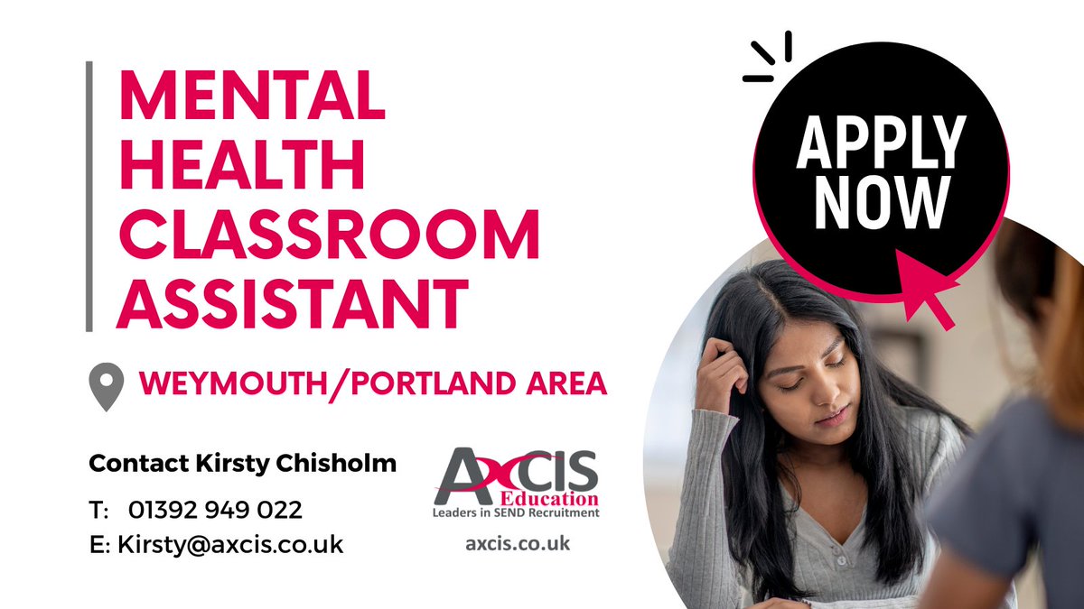 #mentalhealth #classroomassistant needed for a mainstream school #SEMH hub to work with #secondary aged pupils with #SEMH, High #anxiety, school avoidance or have been bullied | E: kirsty@axcis.co.uk / call her on 01392949022