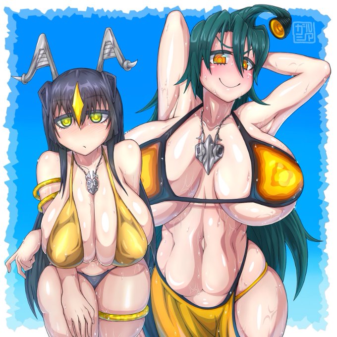 水着怪獣娘大進撃 | ガルシア #pixiv https://t.co/iD3fOxTr7W 
ブクマ600ありがとうございます!たくさん描いたね… 