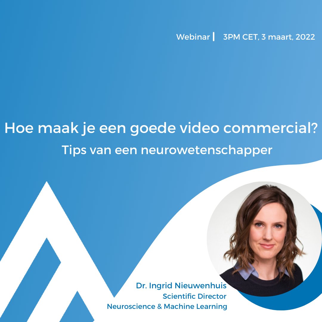 It is happening today! Join Dr. Ingrid Nieuwenhuis for the webinar How to make a video ad that works? Tips from a neuroscientist. It will take place at 1500 CET. Want to know more about creating good video commercials?

Last chance to register 👉bit.ly/35laeH9