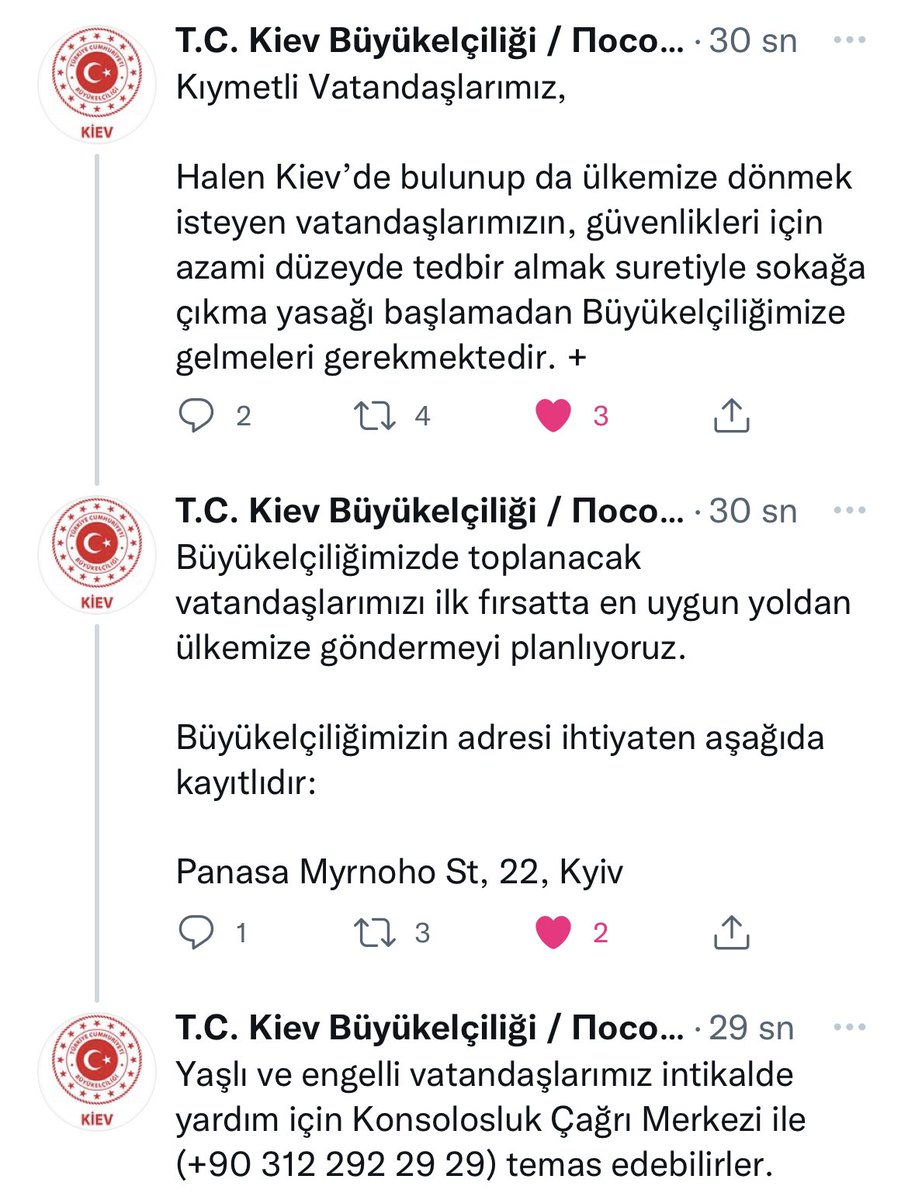 NurSagman's tweet photo. #Kiev’de bulunan vatandaşlarımız için @TCKievBE duyurusu 📢👇🏻
#Ukrayna https://t.co/jKkrrmaW31