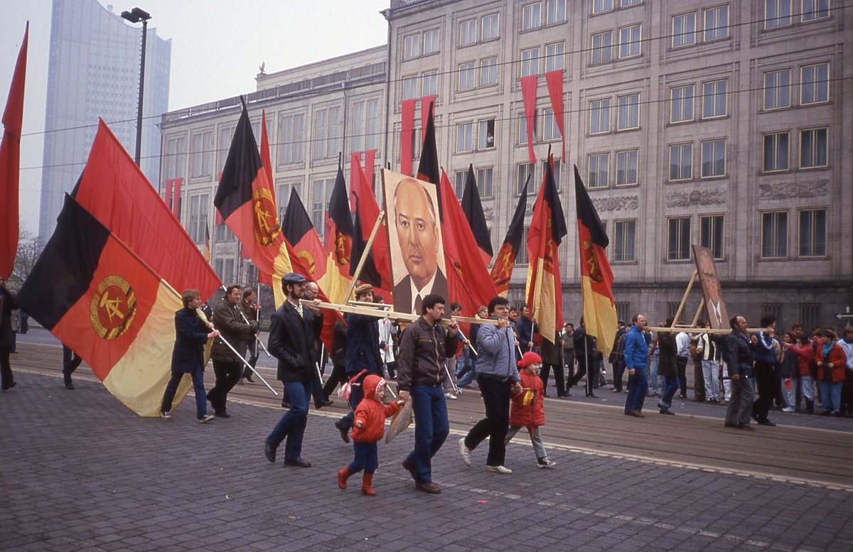Belated birthday wishes to Mikhail Sergeyevich Gorbachev, born 2 March 1931. Picture from 1st May parade, Leipzig 1985
