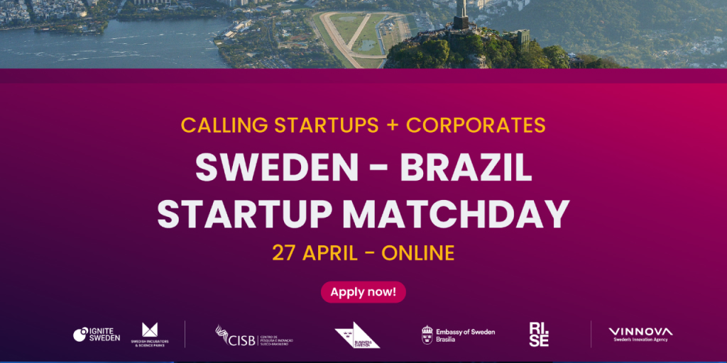 🇧🇷🇸🇪👫The third edition of the international event Sweden Brazil Startup Matchday. A fantastic opportunity for Swedish startups to meet world-leading Brazilian corporates on April 27. 🏙️🚑🗑️The theme AI for Smart Cities and Health ▶ Apply by March 25: hubs.li/Q015bBJz0