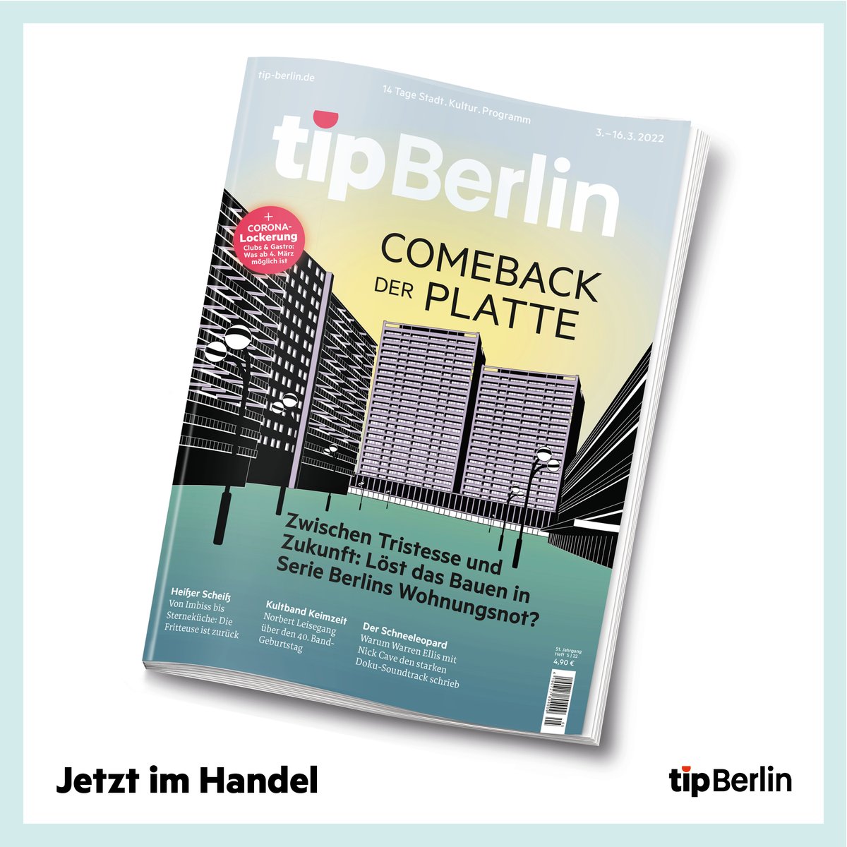 tipberlin_art's tweet photo. Der neue #tipBerlin: Löst Plattenbau die Wohnungskrise? Plus: #WarrenEllis über seine #Musik zu "Der Schneeleopard" von Marie Amiguet, #CorinnaHarfouch & "Queen Lear" am @gorkitheater , @EmmaElisa neues Album & Kunst zu Geld, #inflation & Banken in @nbk_Berlin & @SKunstforumBVB https://t.co/guOW89PD6w