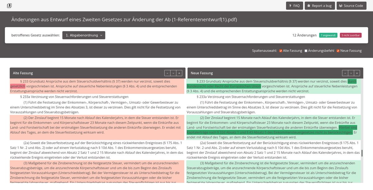 LawInProgressDE's tweet photo. #Referentenentwurf zur "Änderung der Abgabenordnung und des Einführungsgesetzes zur Abgabenordnung" des @BMF_Bund. Mit @LawInProgressDE einfach zur Synopse.
#OpenSource #lawtwitter #OpenData https://t.co/ItyZvMGnbW