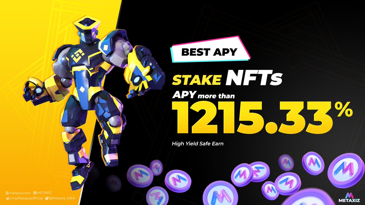 Metaxiz_MEXI's tweet photo. #METAXIZ'S #NFT #STAKING IS NOW LIVE✨
#STAKE NFTs, EARN #NFTs with SUPER HIGH APY💥

👑Best APY: Stake 1 Epic Hero➡️180 Mexi Box
🔥Hot: Stake 1 Rare Hero➡️35 Mefi Box
🎯Best Seller: Stake 1 Common Hero➡️5 Mexi Box

🚨Farm here:https://t.co/uCs4Fl58Uc

#Metafight $MEXI #Metaverse https://t.co/abeWqxqa4H